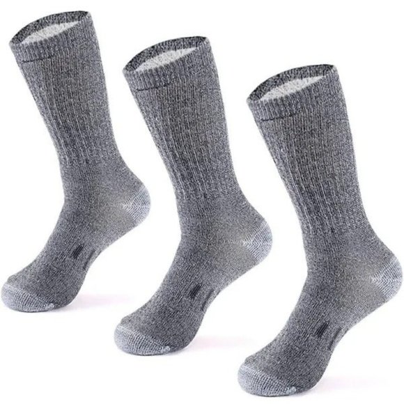 Tough Socks - Merino Wool Boot Socks - 3 Pairs - Large - Grey - NEW - Picture 1 of 1